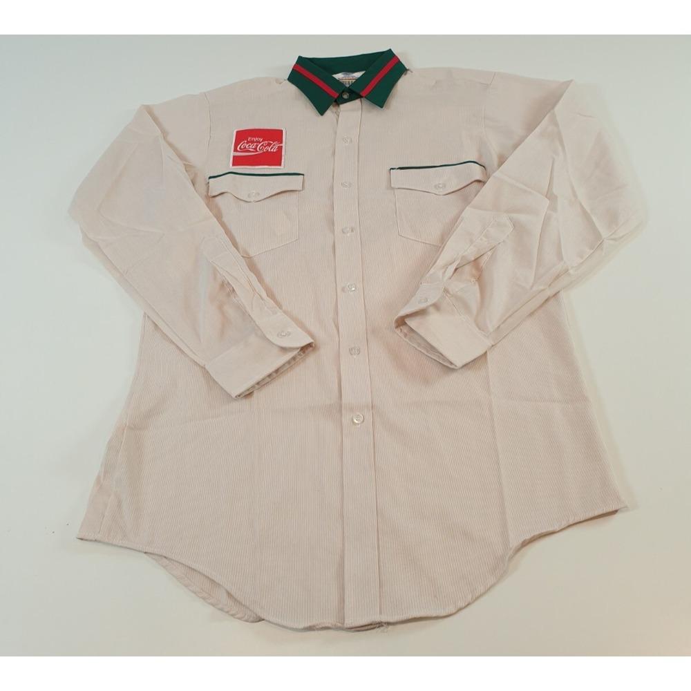 Vintage Coca-Cola Riverside Button-Down Shirt Size 15 1/2 L Red Made in USA NWOT